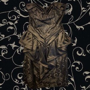 Vintage Goth black lace and satin 1980s strapless dress